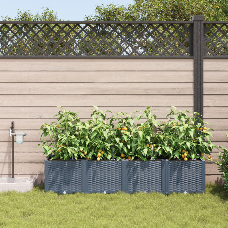 Garden Planter Polypropylene Large Planters, 37.5cm H x160cm W x 40cm D, Light Grey