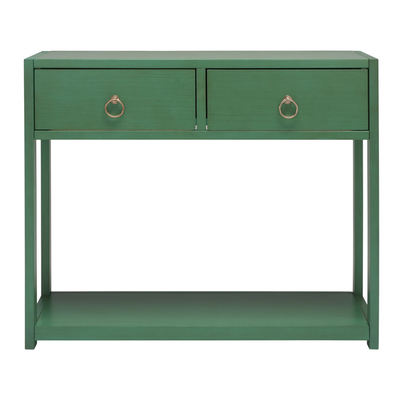 Sadie Turquoise Iron and Wood Console Table with Storage