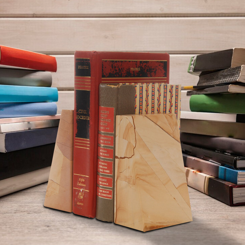 Serre-livres décoratif en marbre fossile décoratif, 4 x 6 pouces, pierre naturelle, 3,65 lb Chaque