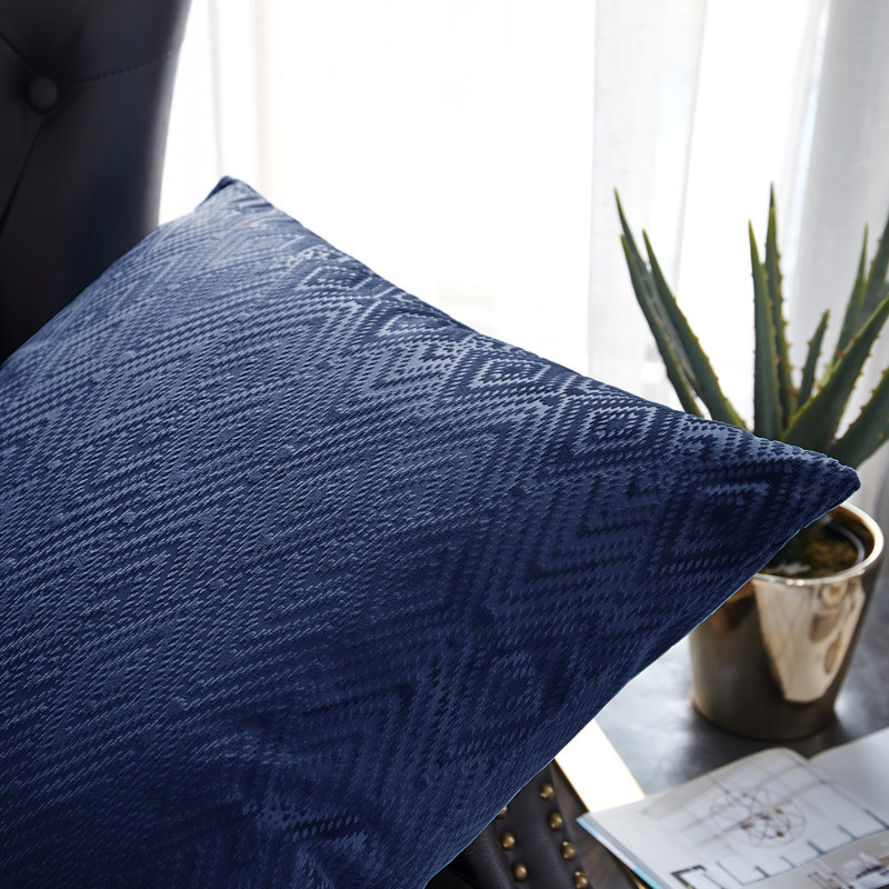 Ikat Velvet Rectangular Pillow Cover, Blue