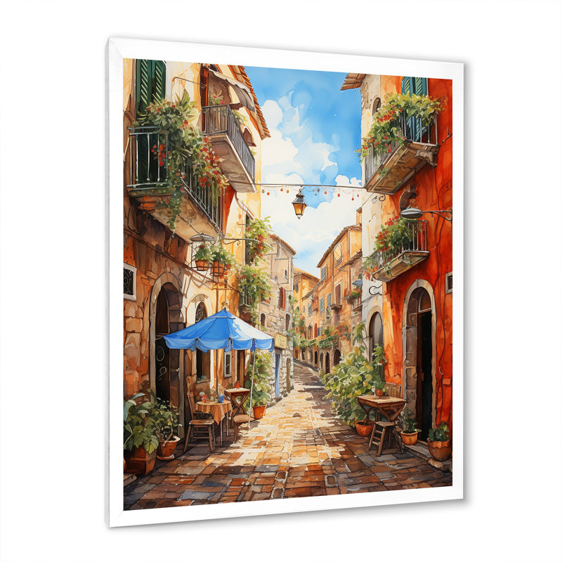 «Italian Village Essence 1», art mural Italie, H 20 po x l 12 po x P 1 po, Cadre photo blanc