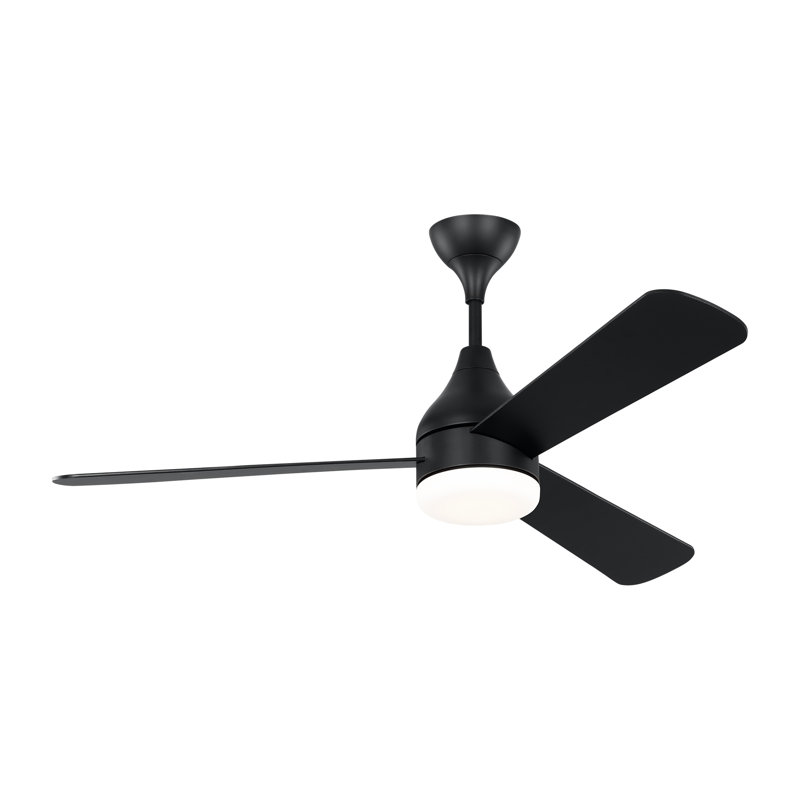 Smart LED Ceiling Fan, Midnight Black with Black Blades, 52 inches