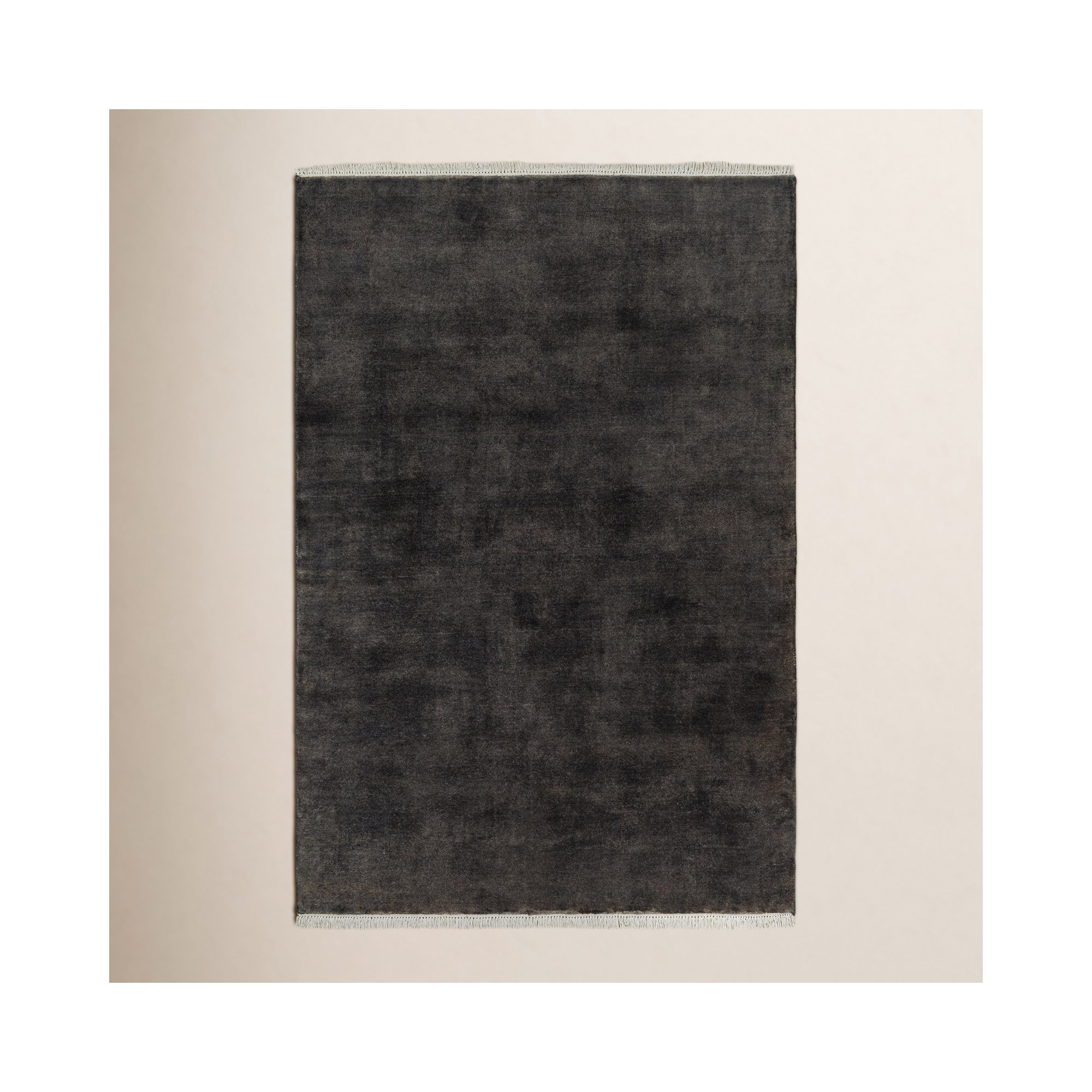 Clio Hand Loomed Wool Black Rug, Rectangle 4' x 6'