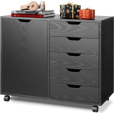 5-Drawer Wood Dresser Chest With Door, Mobile Storage Cabinet, Printer Stand For Home Office -  Latitude RunÂ®, 978AD47B052A429297820944CE5267F4