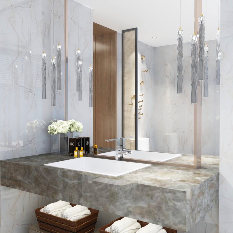 Crystal Falls 3 - Light Cluster Cylinder Pendant, Brass