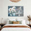 Art textuel sur toile «Rustic Blue Wood White Daisy»-137634730