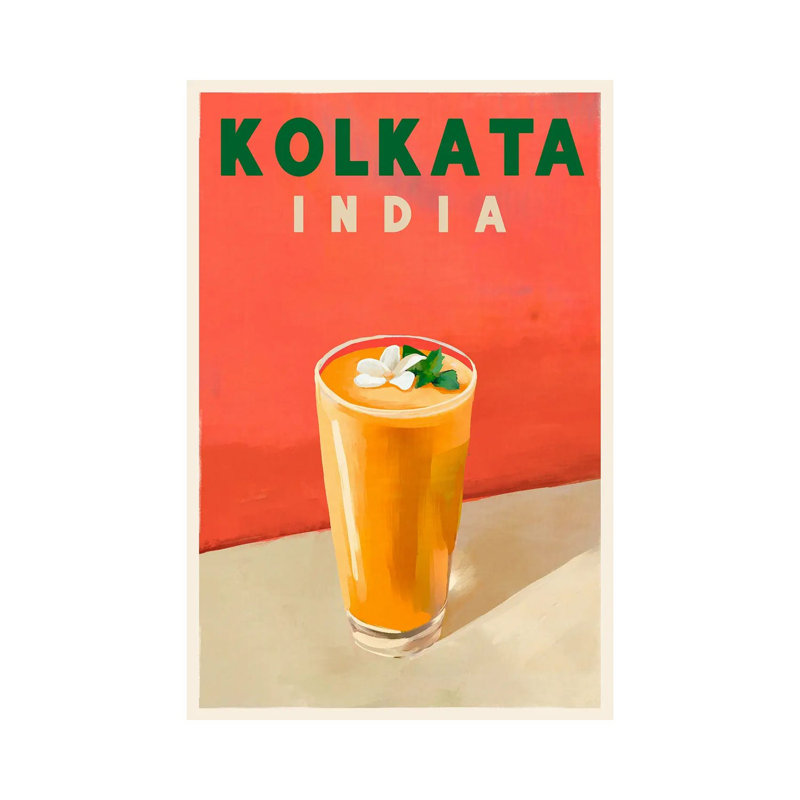 Kolkata Cocktail Travel Poster by The Whiskey Ginger - No Frame Gallery-Wrapped Canvas Giclée on Canvas