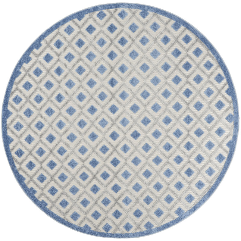 Tapis bleu Newton Houndstooth, Rond 7 pi 10 po