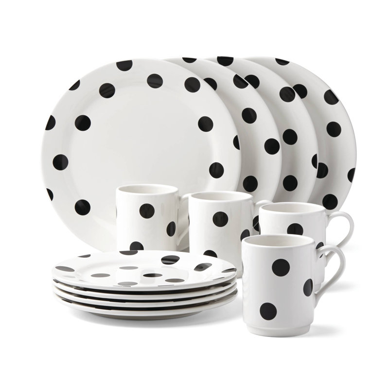 Deco Dot Piece Stoneware Dinnerware Set - Service for 4