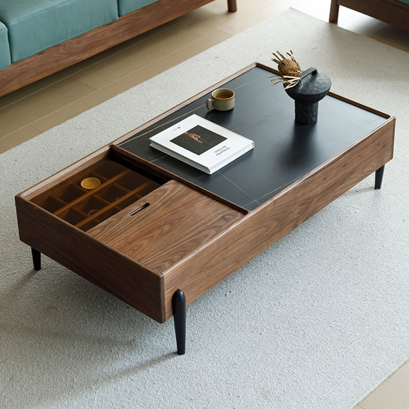 Table basse à quatre pieds avec rangement, H 14,4 po x L 47,2 po x l 29,5 po