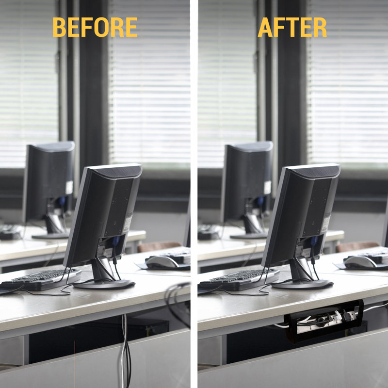 16-Inch Self-Adhesive Under Desk Cable Management Kit - 2-Pack