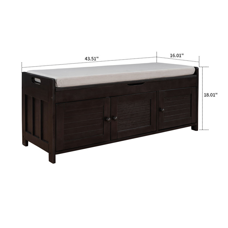 Banc de rangement à couvercle rabattable Lita, Espresso