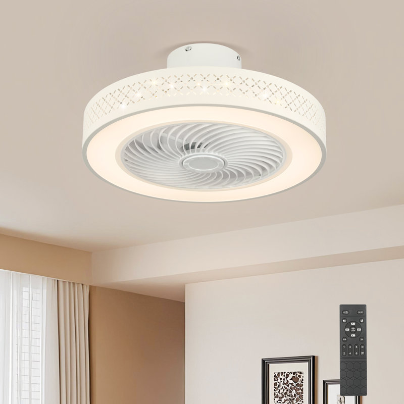 Blodgett 20" 5-Blade Modern LED Smart Bladeless Ceiling Fan with Remote Control and Light Kit for Medium Rooms, White