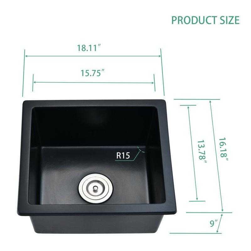 18.11'' L Single Bowl Granite Kitchen Sink