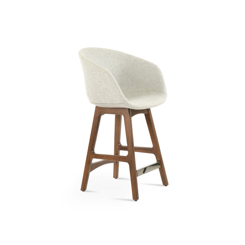 Tabouret Tribeca PR, Noyer, Laine argentée, Tabouret de comptoir (siège d'une hauteur de 23,5
