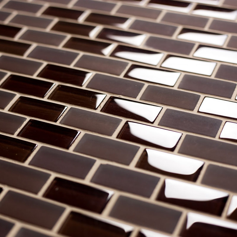 Carrelage mosaïque pour mur et piscine à bordure droite en verre Free Flow 1 po x 2 po, Café