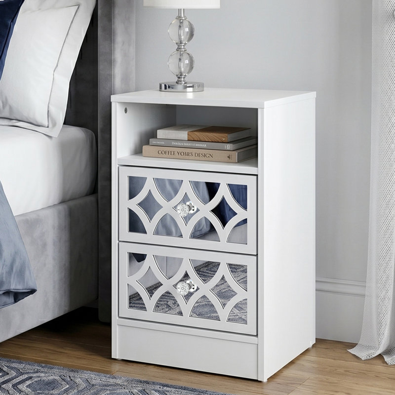 Bowen Adreille 2 Drawer Bedside Table, White