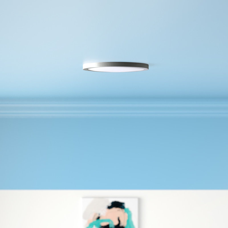 Wicksham LED Flush Mount, Satin Nickel, 0.5" H x 15" W x 15" D