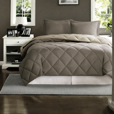 Cozy Reversible Bedding Sets, Hypoallergenic Polyester Comforter With Modern Diamond Quilting, Twin/twin Xl Size