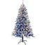 Sapin de Noël artificiel à charnière pré-éclairé 6 pi, arbre de Noël artificiel enneigé enneigé avec 750 branches de Noël