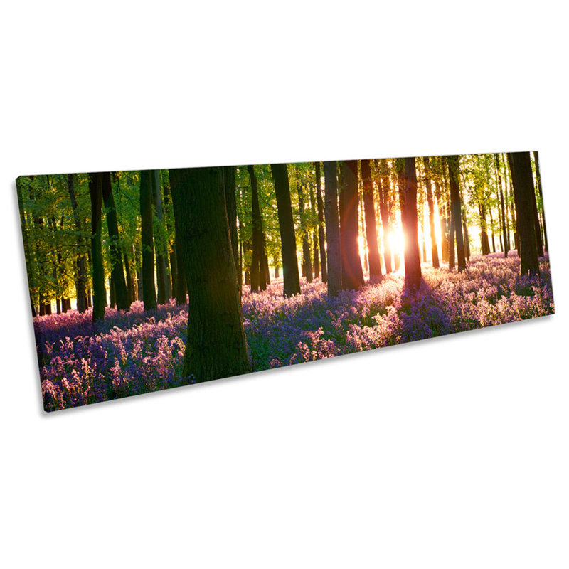 Forest Sunset Landscape Floral - Wrapped Canvas Panoramic Print, 60.96cm H x 182.88cm W x 4cm D