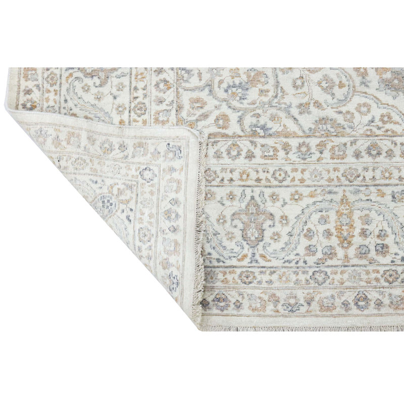 High-Quality Hand-Knotted Beige Area Rug, Rectangle 5' x 8'