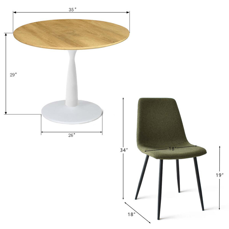 Ensemble de salle à manger 4 personnes avec table basse l 35 po Bassey, Vert, Blanc