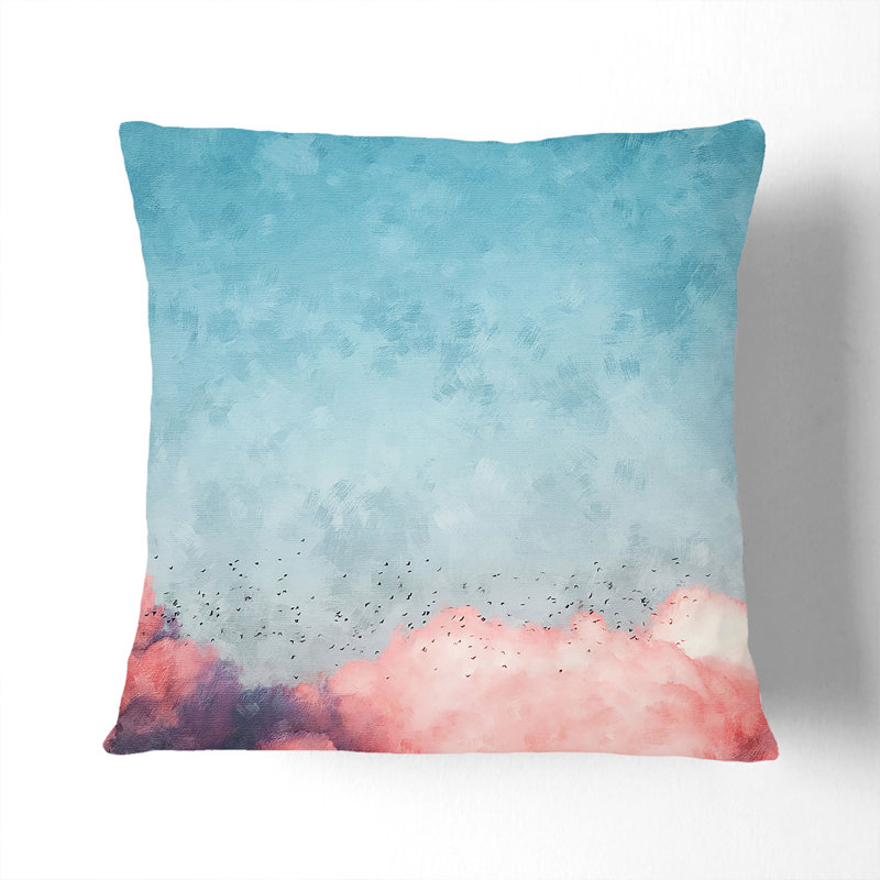 Migrating Birds Painting Cushion with Filling, Black, 40cm H x 40cm W x 15cm D