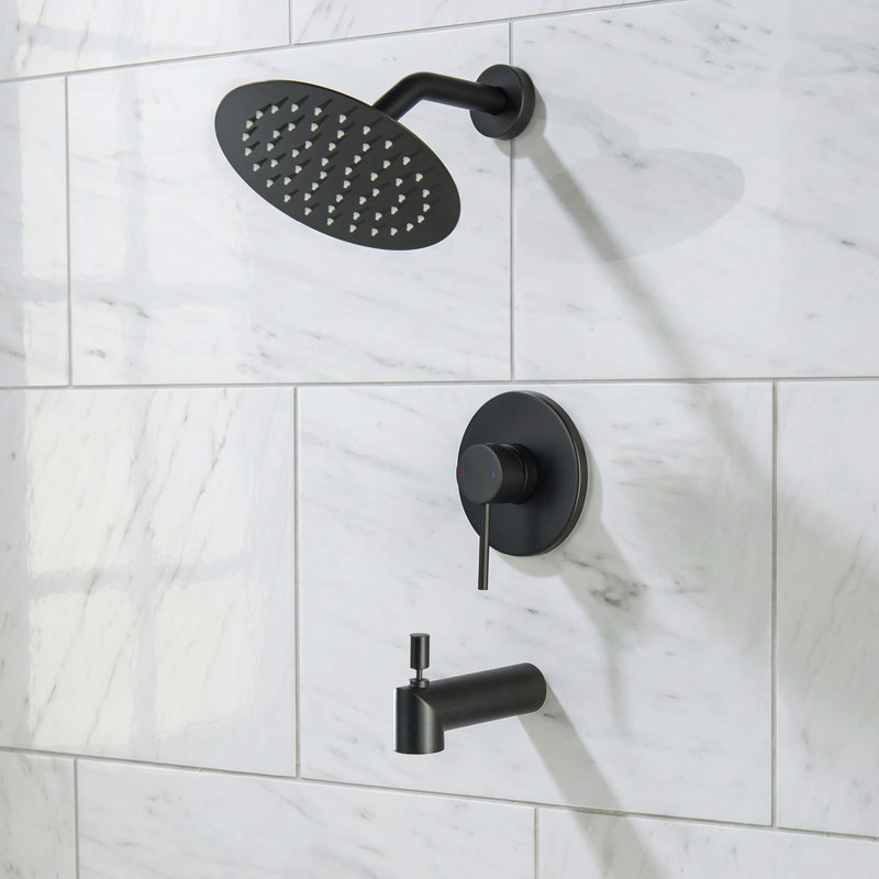 Ensemble complet de robinetterie de douche circulaire à fonction unique et à pression équilibrée avec bec de baignoire