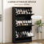 Armoire à chaussures noire, 3 tiroirs rabattables, tablettes réglables pour 18 paires, contenant étroit pour objets utilitaires d'entrée, solution