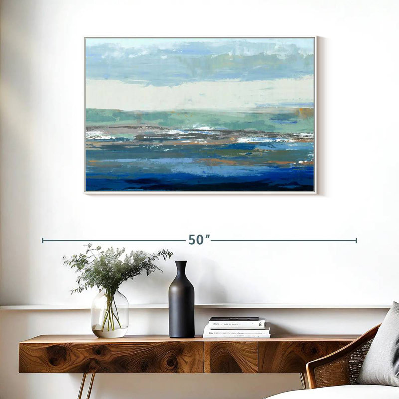 Une grande vague, Cadre flottant blanc, 37 po x 25 po