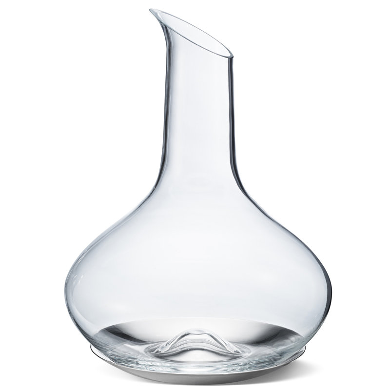 Sky Glass and Stainless Steel Coaster 25 oz. Wine Decanter