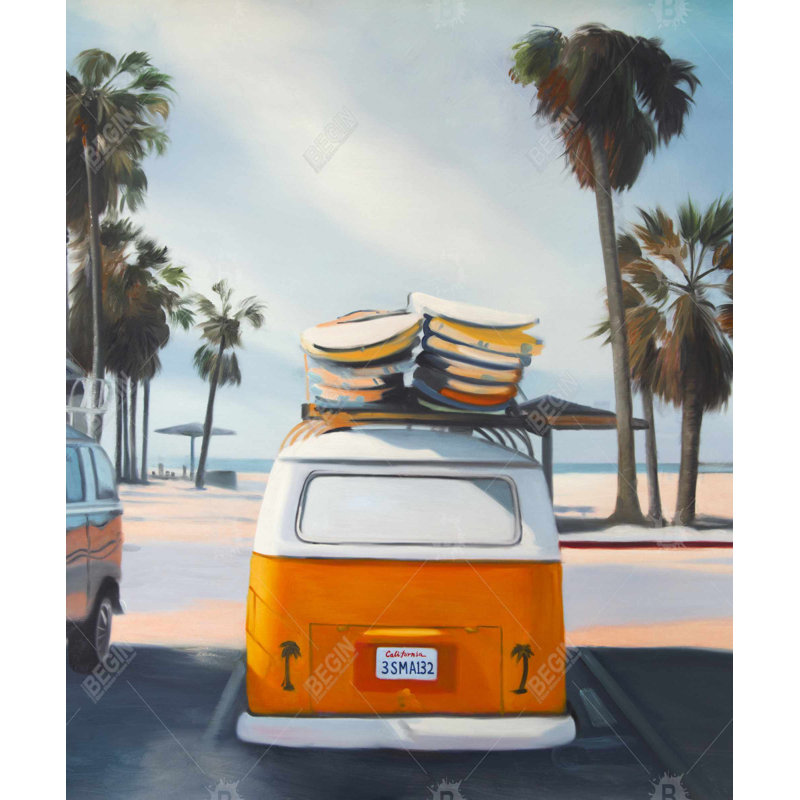 Caravane en Californie - Toile encadrée pour la décoration intérieure
