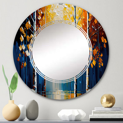 Pursifull Path Into The Yellow Forest VII - Landscape Forest River Wall Mirror