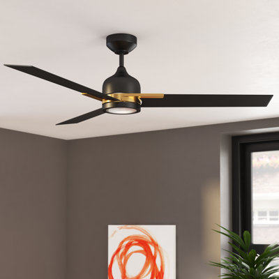 Ventilateur de plafond standard à DEL à 3 pales de 52 po avec télécommande et ensemble d'éclairage inclus Murakami