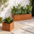 2-Piece Cedar Wood Outdoor Planter Box Set with Drainage, 15-Inch Square and 72-Inch Rectangular, Brown