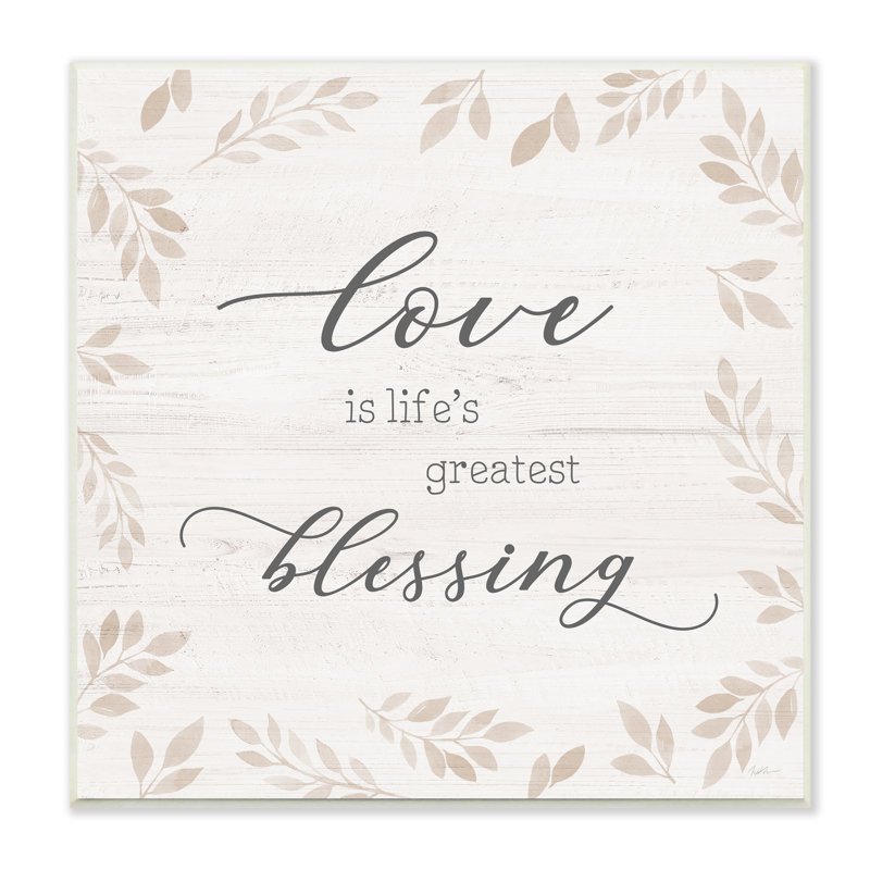 «Love Is Greatest Blessing», Plaque murale, H 12 po x l 12 po x P 0,5 po