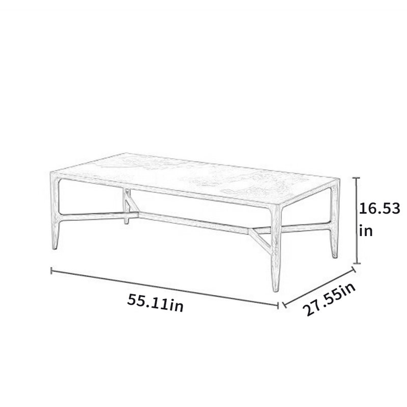 Table basse Slab avec pieds en bois massif, H 16,53 po x L 55,11 po x l 27,55 po