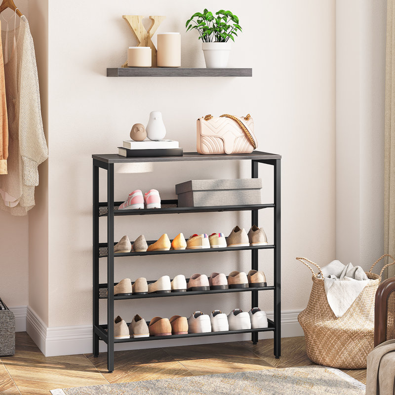 Alheide 5 Tier 20 Pair Shoe Rack, Charcoal Gray, 33.5"H x 29.5"W x 11.8"D