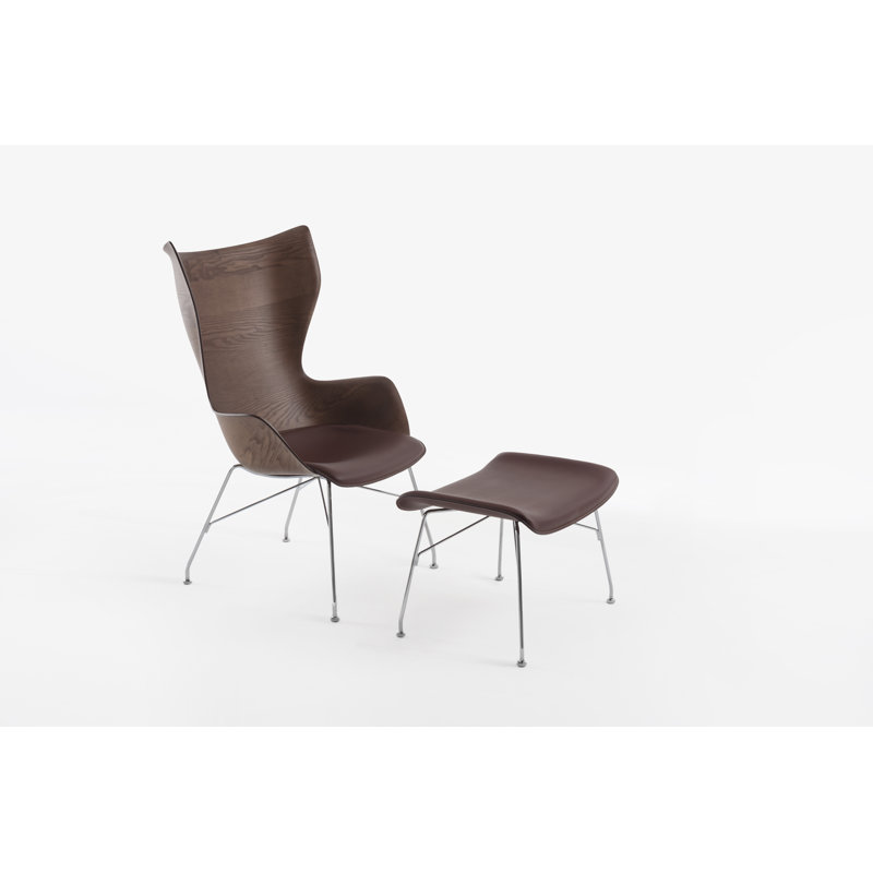 K/Wood Lounge Chair, Dark Wood/Crhome