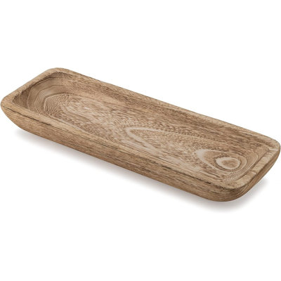 Wooden Decorative Dough Bowl, Long Narrow Tray For Home, Kitchen, And Dining Table Centerpieces