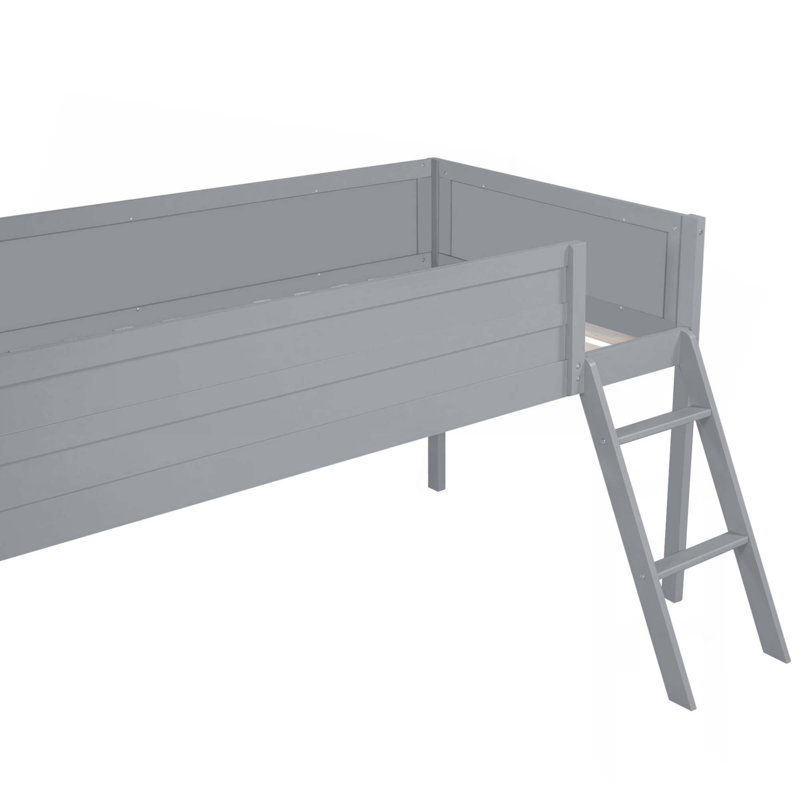 Wood Gaming Loft Bed With Desk And LED, Twin