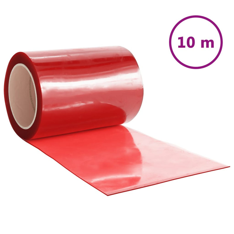 Plastic Sheer Door Curtain Single Panel, Red, Width 30 x Drop 100 cm