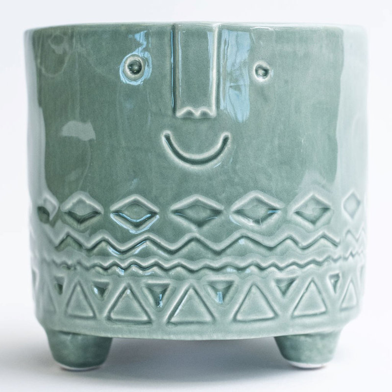 Xzavier Ceramic Pot Planter, 4.3" H x 4.9" W x 4.9" D, Blue