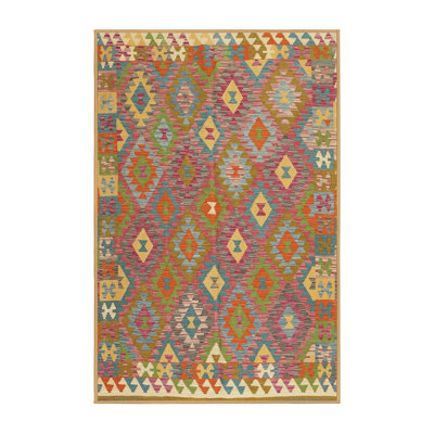 Tapis contemporain beige / vert / rose