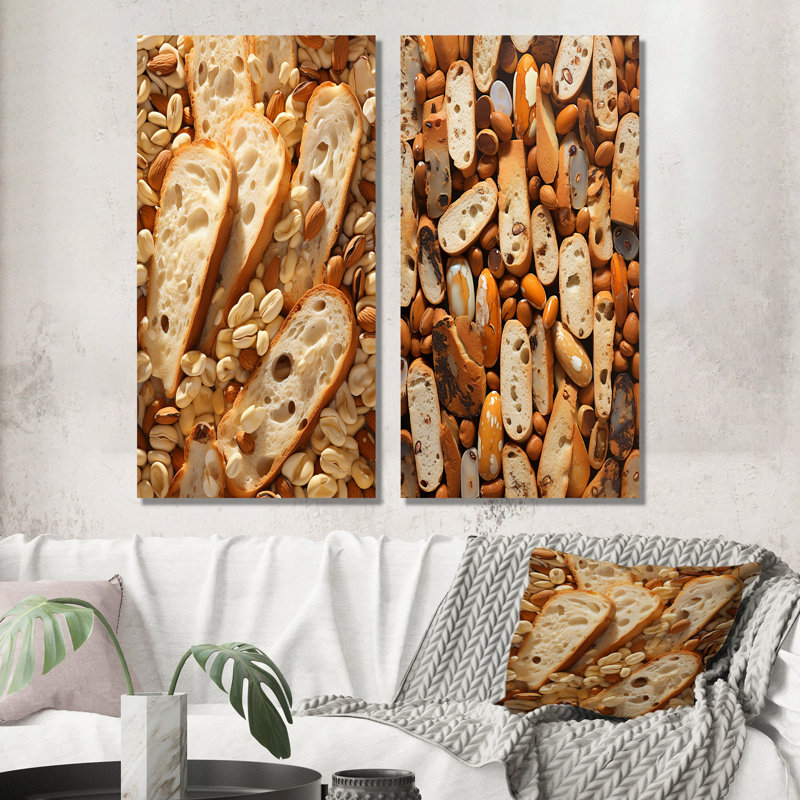 Freshly Bake Biscotti Boulevard - Desserts, ensemble d'art mural sur toile, 2 pièces, Toile tendue, H 28 po x l 25 po