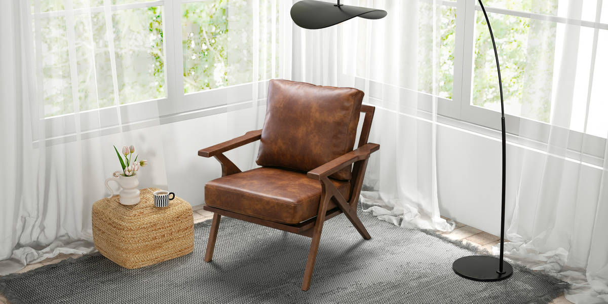 Salma 29.5" Wide Solid Wood Frame Upholstered Mid Century Modern Retro Accent Chair