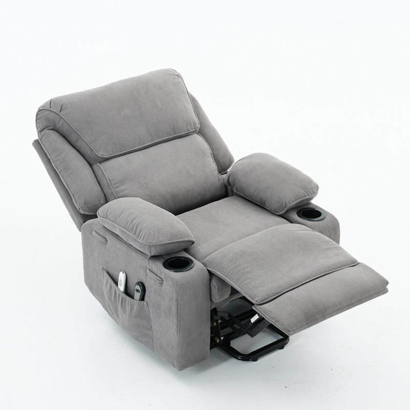 Fauteuil inclinable chauffant et massant télécommandé, Gris