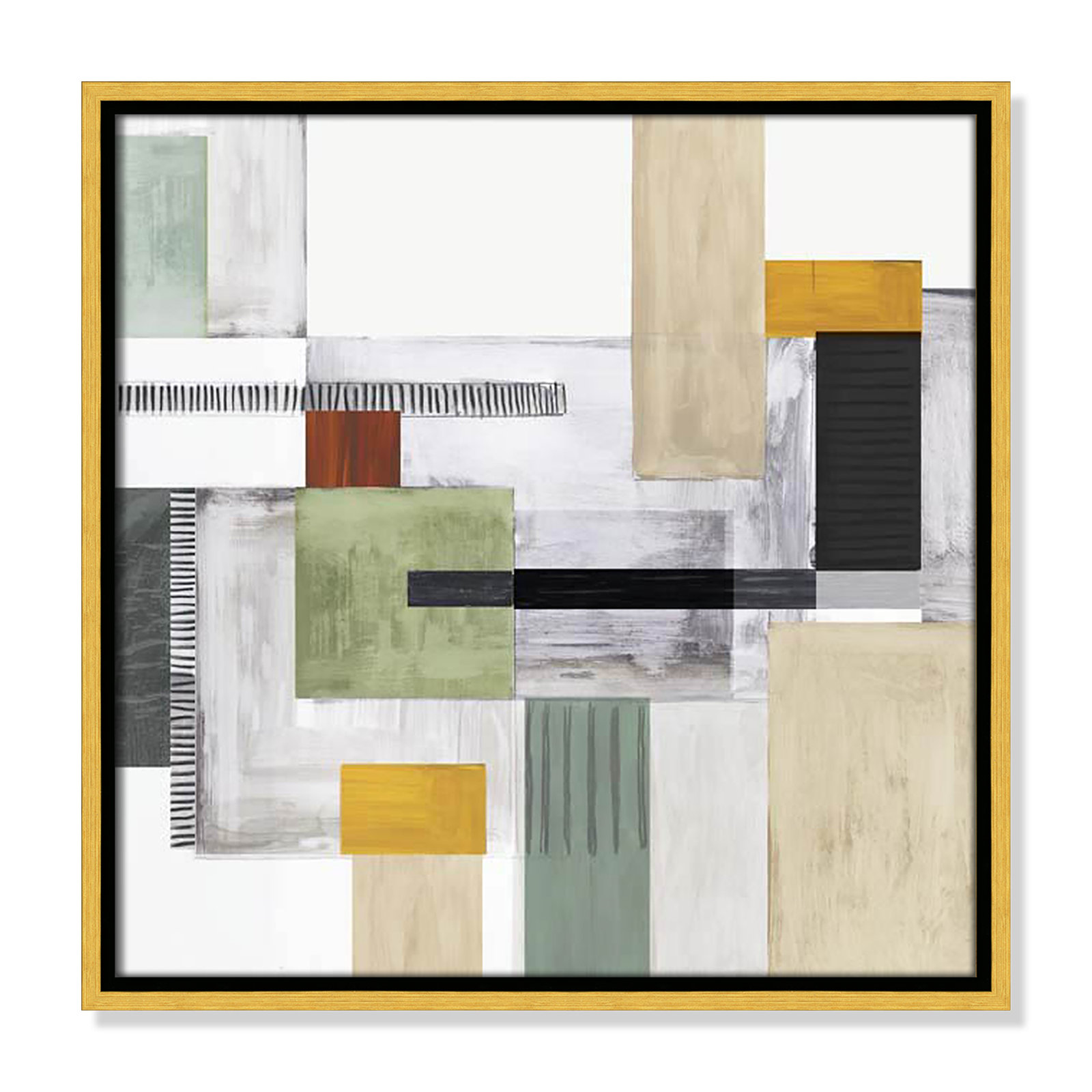 Playful Blocks Print, 17.5" H x 17.5" W x 2" D, Gold Floater Framed