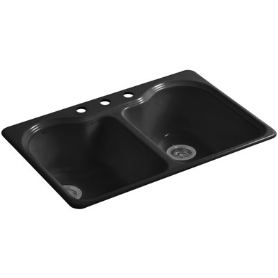 Hartland 33" L x 22" W x 9-5/8" Double Basin Drop-In Kitchen Sink